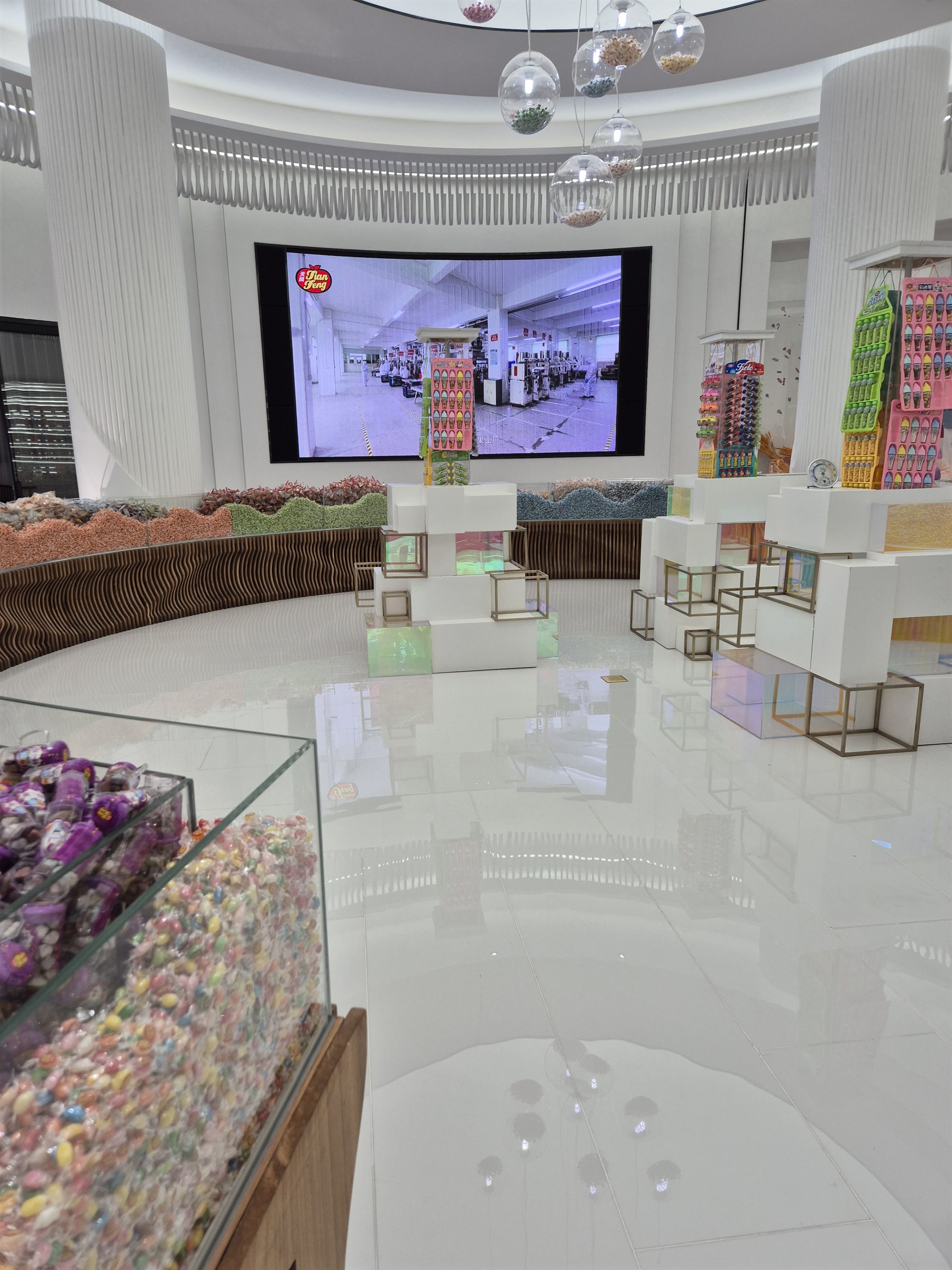 Showroom review with confectionery assortment
